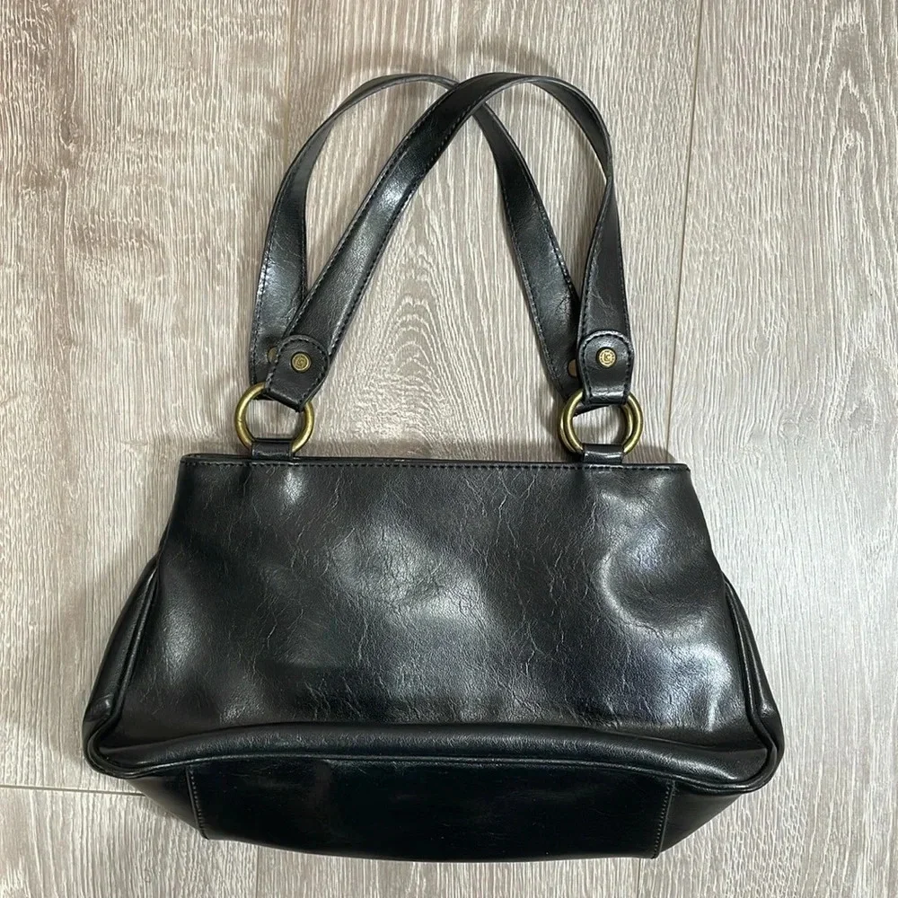 Liz Claiborne Shoulder Bag Purse Faux Leather Black